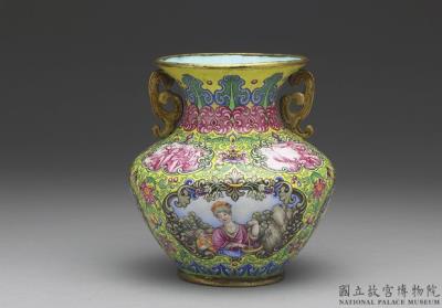 图片[2]-Copper vase with painted enamel decor of figures, Qing dynasty, Qianlong reign (1736-1795)-China Archive